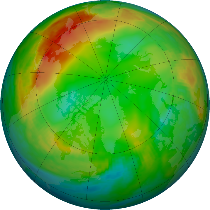 Arctic ozone map for 09 January 1989